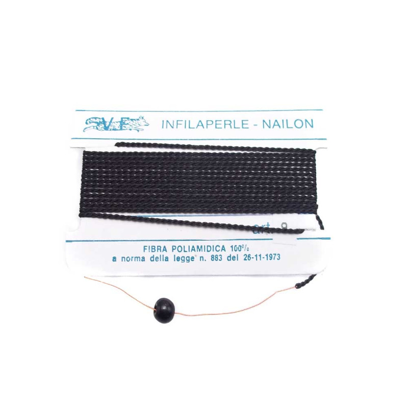 FILO INFILA PERLE MISURA 9 NERO PACCO 2 METRI (Pk1428) - pietreeminuterie.com