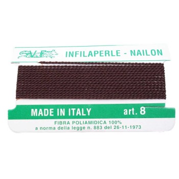 Filo infilaperle marrone con ago in rame 1 mm 1 pz