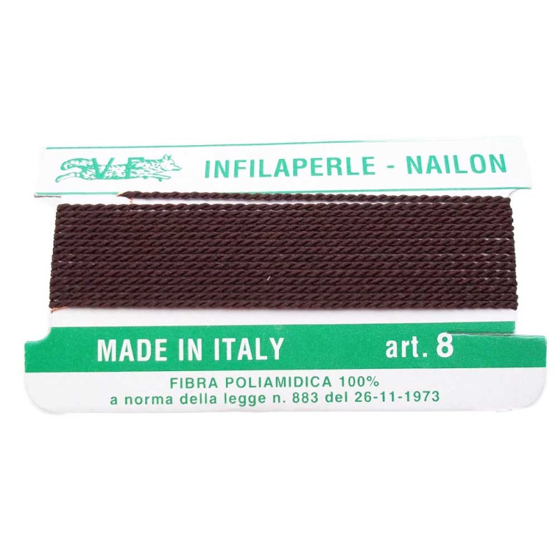Filo infilaperle marrone con ago in rame 1 mm 1 pz (fc0194) - pietreeminuterie.com