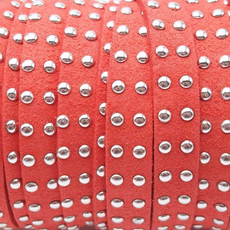 Laccetto in alcantara borchiato rosa antico 10 mm pacco 1 metro (zf036) - pietreeminuterie.com