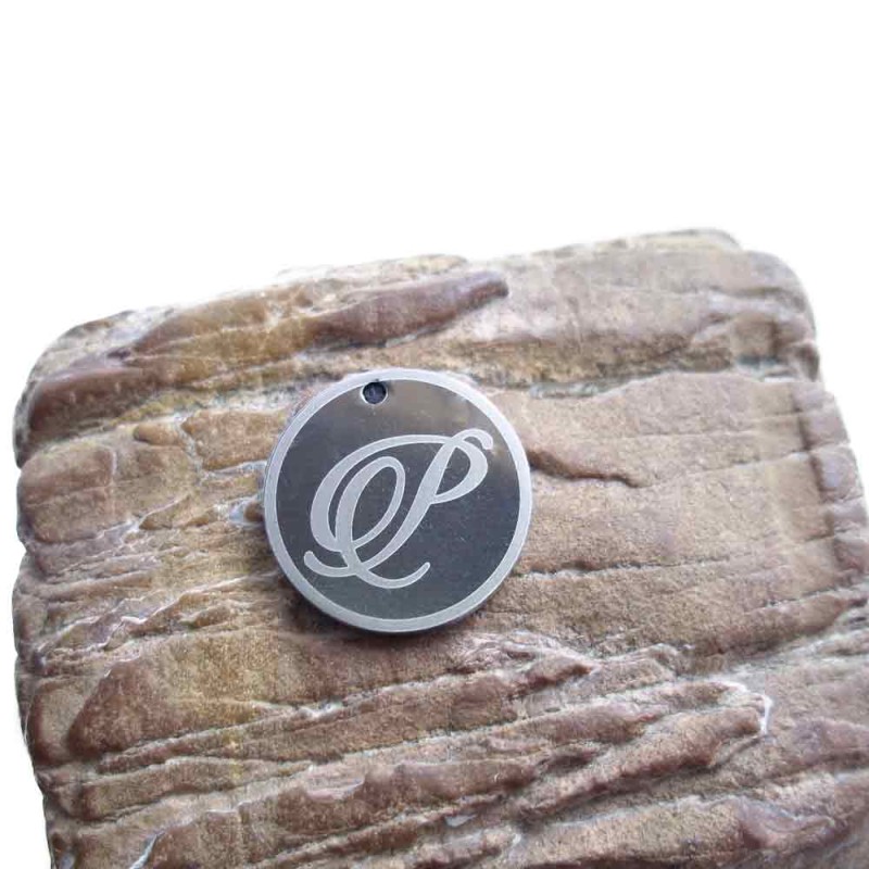 Charms lettera P  tonda 18 mm 5 pezzi (CioP) - pietreeminuterie.com