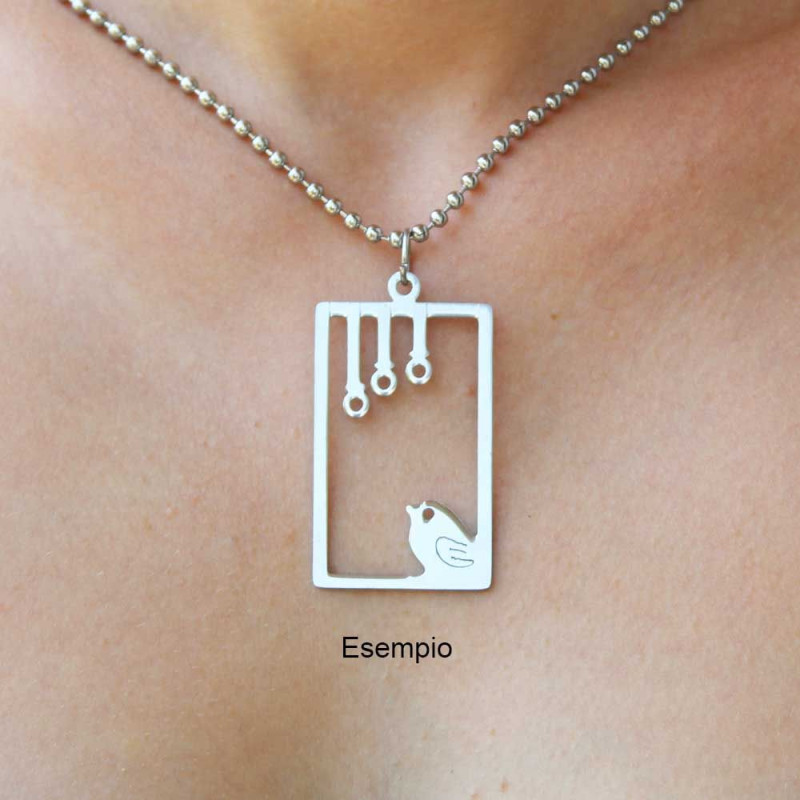 CIONDOLO IN ACCIAIO GABBIA DA 52x28 MM 1 PEZZO (Fc0279) - pietreeminuterie.com