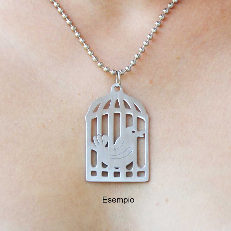 CIONDOLO IN ACCIAIO GABBIETTA 50x30 MM 1 PEZZO (Fc0280) - pietreeminuterie.com