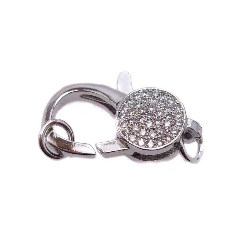 Moschettone in ottone rodiato con strass 25x15 mm 1 pz (MS091) - pietreeminuterie.com