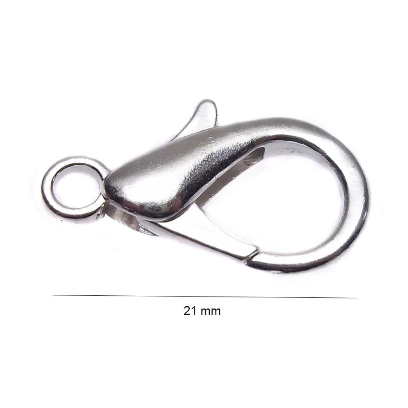 Moschettoni in metallo rodio 21 mm pacco 1 pezzo (fc00f22) - pietreeminuterie.com