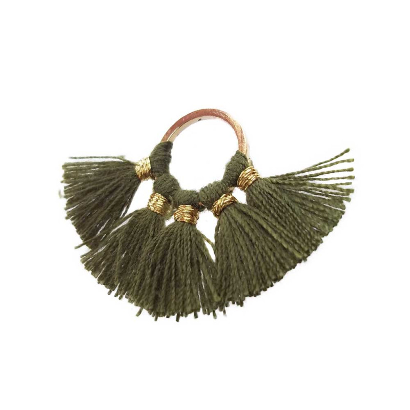 Nappine verde militare con anellino oro 27x18 mm pacco 1 pz (sx04) - pietreeminuterie.com