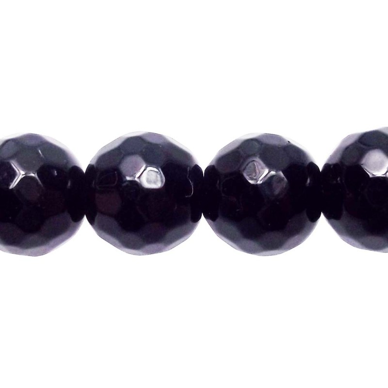 Onice nero tondo sfaccettato 10 mm filo 40 cm (a19a) - pietreeminuterie.com