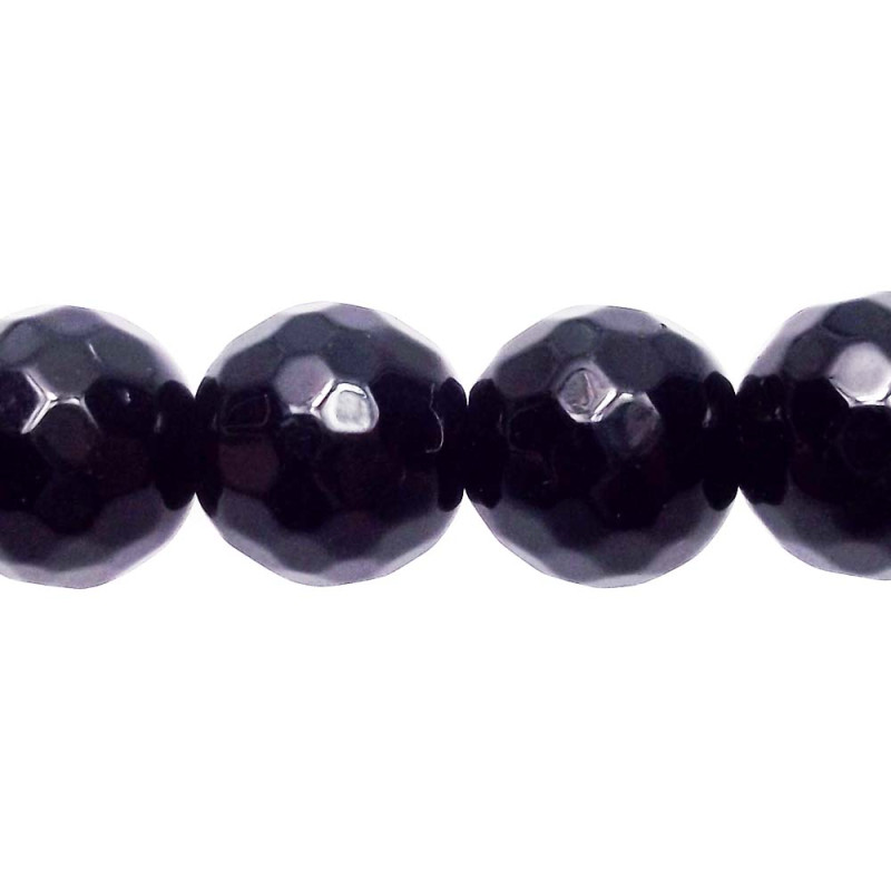 Onice nero tondo sfaccettato 10 mm filo 40 cm (a19a) - pietreeminuterie.com