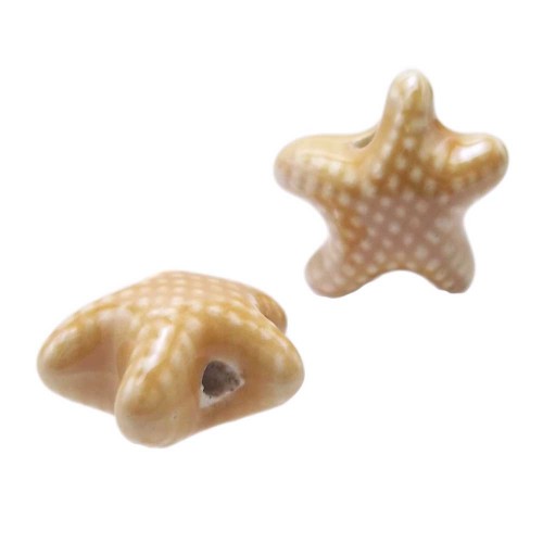 Perline In Ceramica | Perline in ceramica stella marina cipria 19x10 mm pacco 1 pezzo - PR029