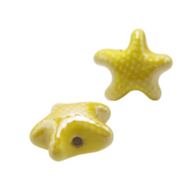 Perline in ceramica stella marina gialla 19x10 mm pacco 1 pz