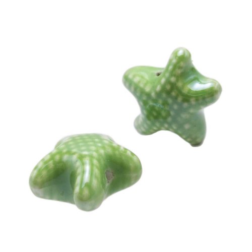 Perline In Ceramica | Perline in ceramica stella marina verde 19x10 mm pacco 1 pz - PR031