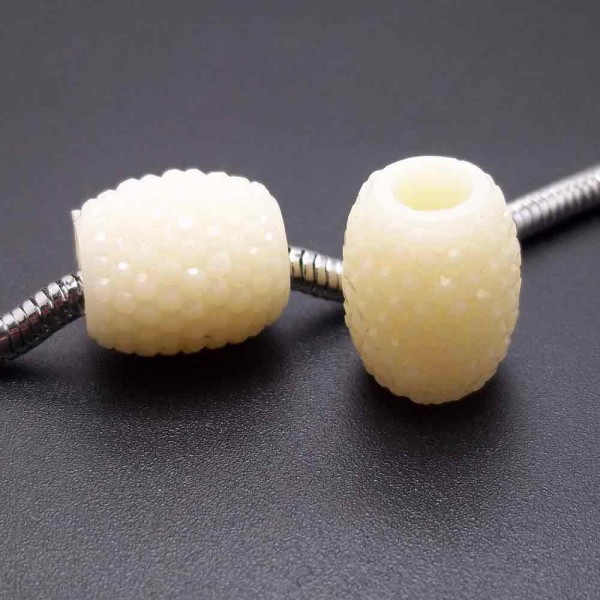 Perline Foro Largo Resina | Stock Perline a foro largo in resina bianco sporco 15x12 mm 10 pz - FOR04