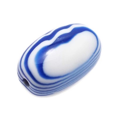 Perlina ovale in resina con venature blu 28x19 mm 1 pz