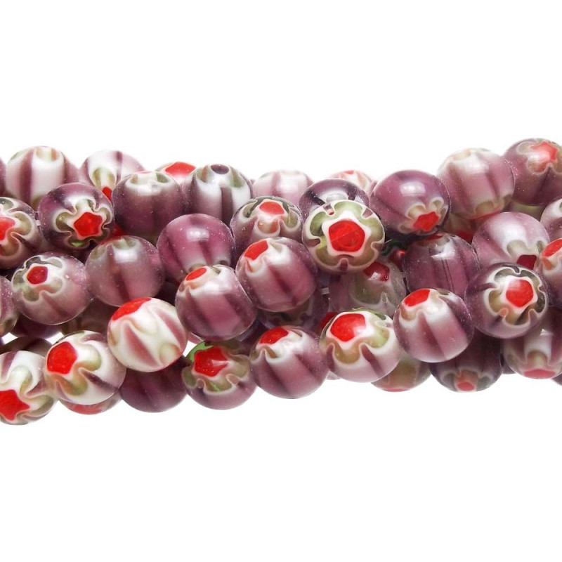 PERLINE TONDE VIOLA IN VETRO 6 MM FILO (fc0007) - pietreeminuterie.com