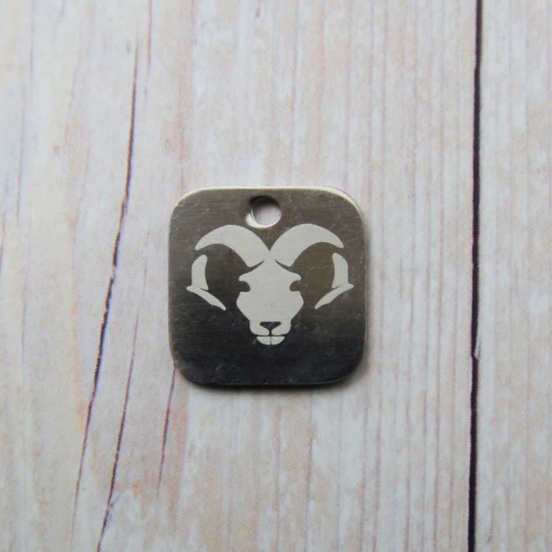 Charms con segno zodiacale inciso a laser Ariete 15 mm pacco da 1 pezzo (Seg5008) - pietreeminuterie.com