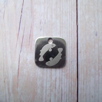 Charms con segno zodiacale inciso a laser Pesci 15 mm pacco da 1 pezzo 