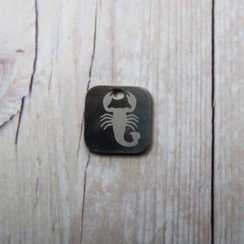Charms con segno zodiacale inciso a laser Scorpione 15 mm pacco da 1 pezzo (Seg5011) - pietreeminuterie.com