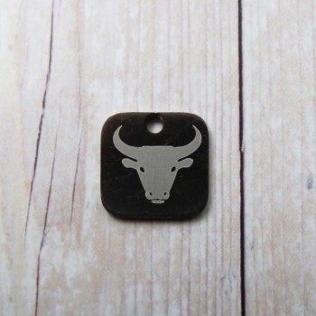 Charms con segno zodiacale inciso a laser toro 15 mm pacco da 1 pezzo 