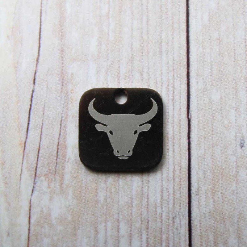 Charms con segno zodiacale inciso a laser toro 15 mm pacco da 1 pezzo (Seg5002) - pietreeminuterie.com